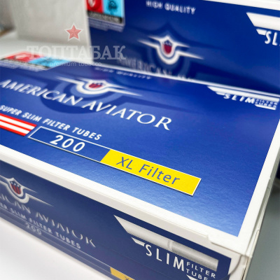 Гильзы для табака "American Aviator Super Slim XL 6/24мм" 200шт
